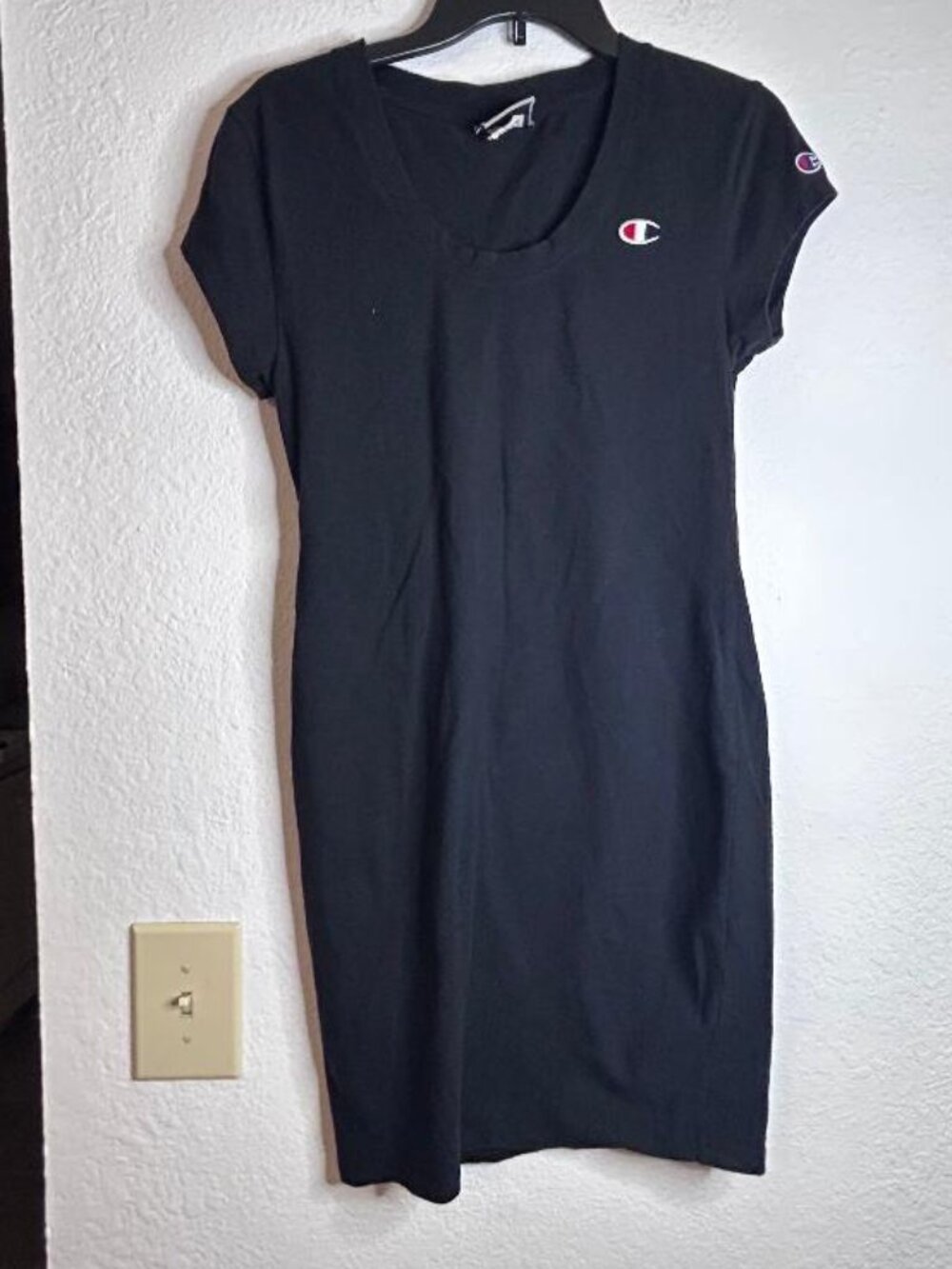Champion Bodycon Style T-shirt Dress in Black Size Large